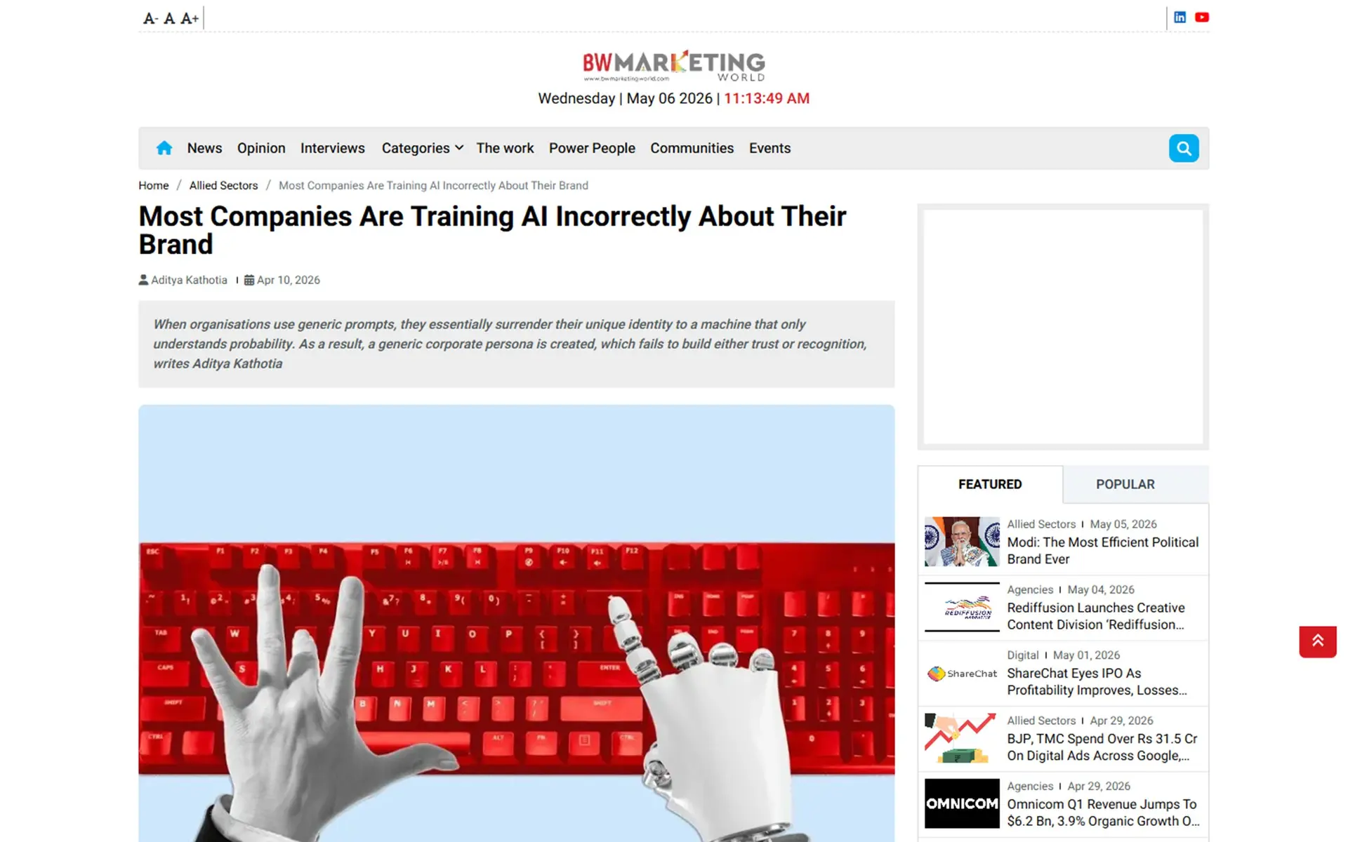 Most Companies Are Training AI Incorrectly About Their Brand on BW Marketing World