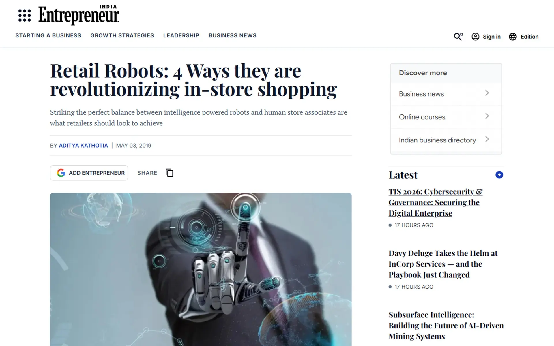 Retail Robots: 4 Ways They Are Revolutionising In-Store Shopping on Entrepreneur India