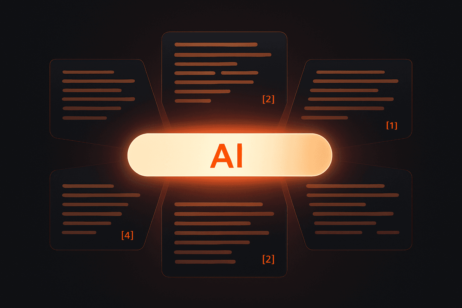 An AI answer engine surfacing cited brands across multiple generated answer panels