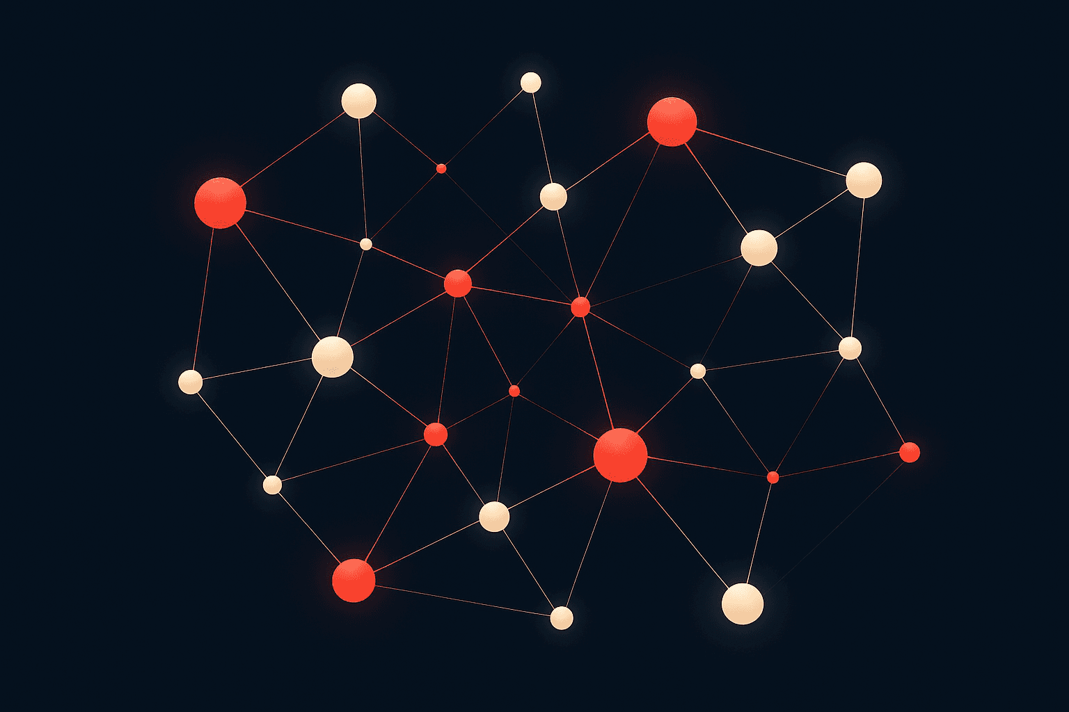 A knowledge-graph constellation of connected entity nodes representing brands, products and concepts