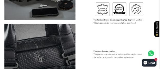 Leather Talks inadequate product descriptions