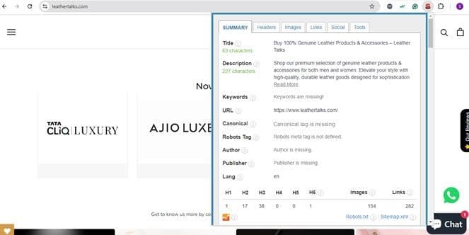 Leather Talks missing canonical tags