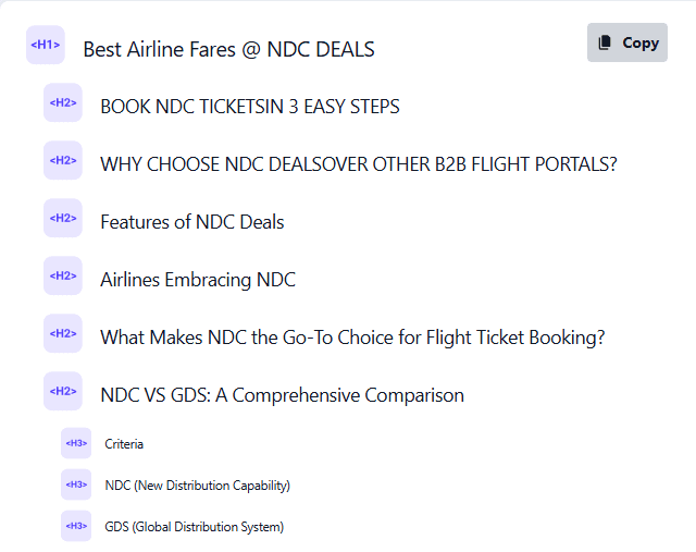 NDC Deals technical fixations overview