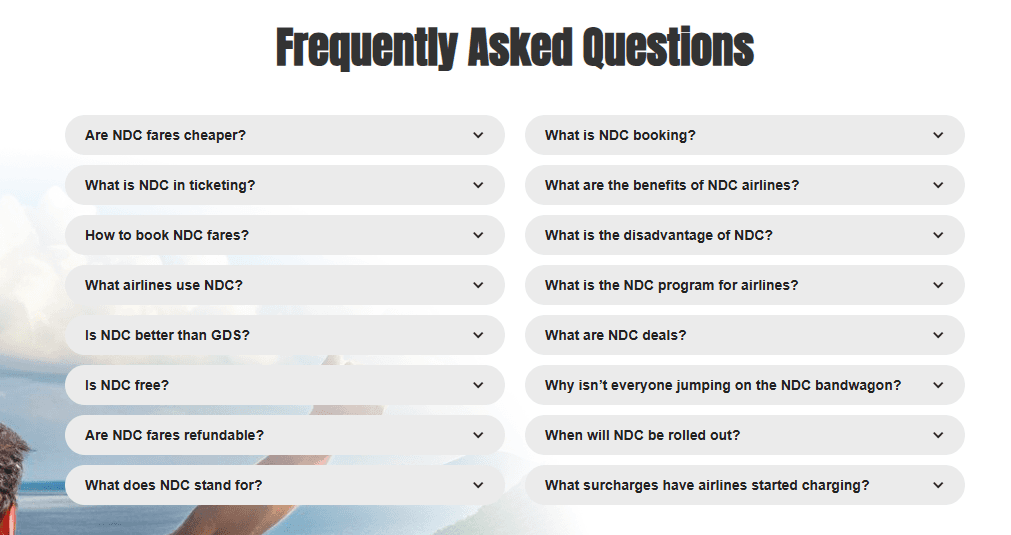 NDC Deals FAQ sections