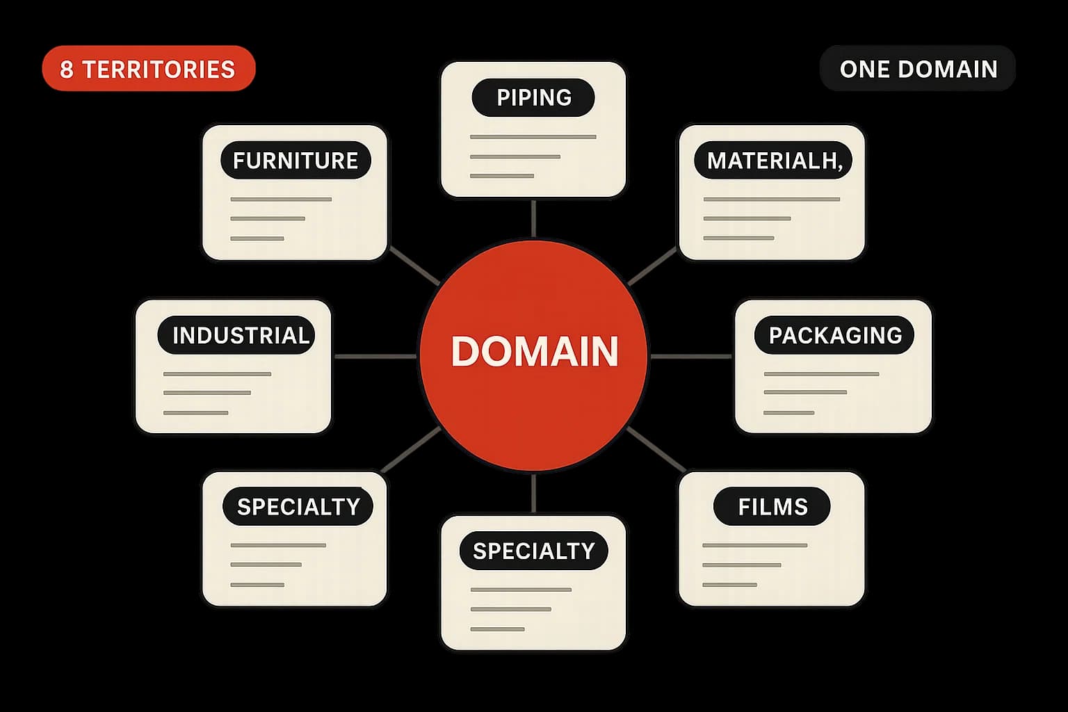 Eight topical territories under one domain