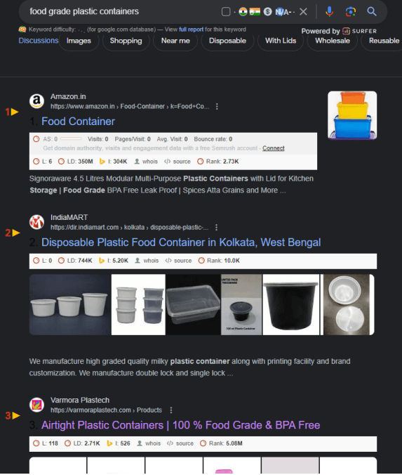 food grade plastic containers