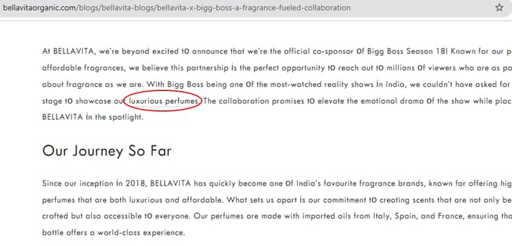 Bella Vita internal linking structure