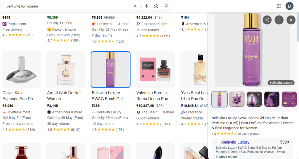 Bella Vita Google Shopping Ads example
