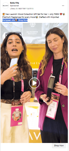 Bella Vita Meta Ads awareness campaign creative