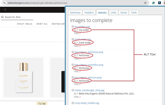 Bella Vita product image alt text example