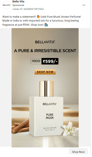 Bella Vita Meta Ads retargeting carousel