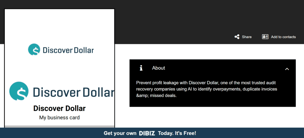 Business listing on Dibiz for Discover Dollar | Nico Digital