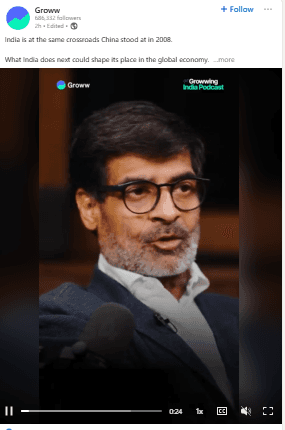 Groww LinkedIn engagement content | Nico Digital