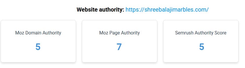 Domain Authority before SEO campaign