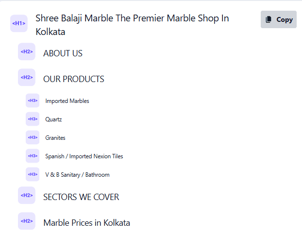 Header structure example