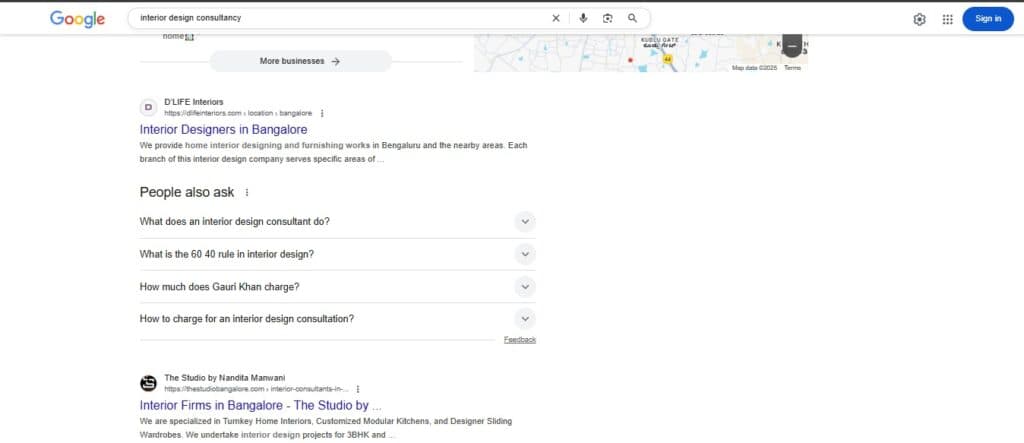 Keyword ranking: interior design consultancy | Nico Digital