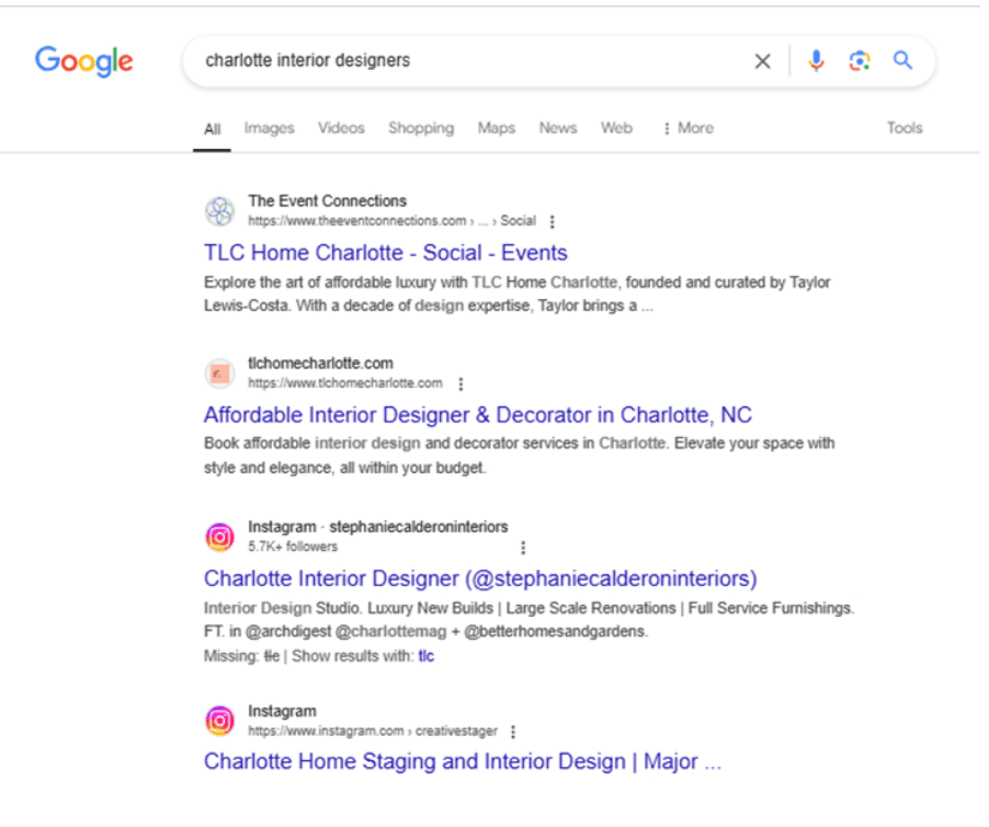 2nd ranking for interior designers charlotte nc