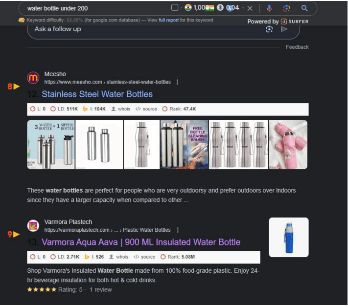 water bottle under 200