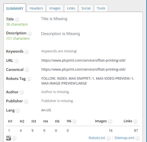 Missing meta tags example